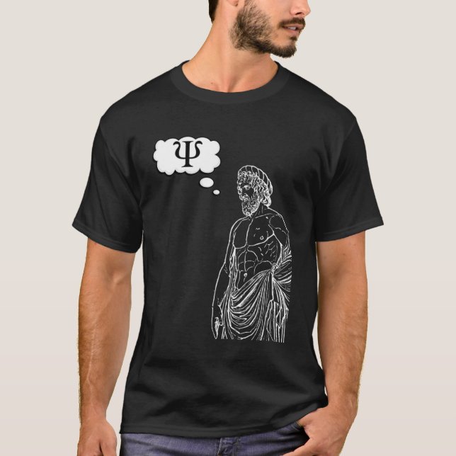 Greek Psi Statue Thought Bubble Expressing Thought T-Shirt (Front)