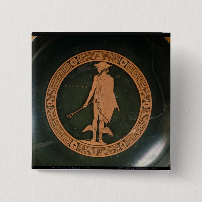 Greek red-figure cup, depicting the god Hermes 15 Cm Square Badge (Front)