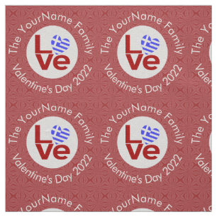 Greek Red LOVE Flag Personalised  Fabric