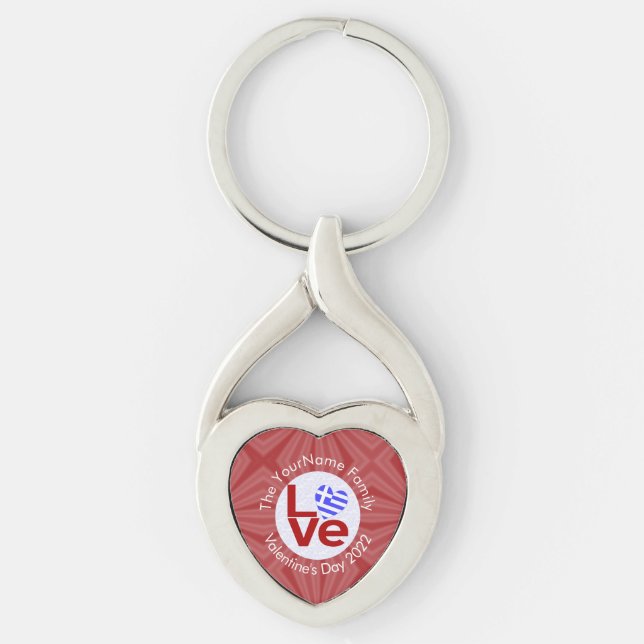 Greek Red LOVE Flag Personalised  Key Ring (Front)