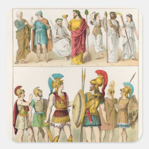 Greek Religious and Military Dress Square Sticker