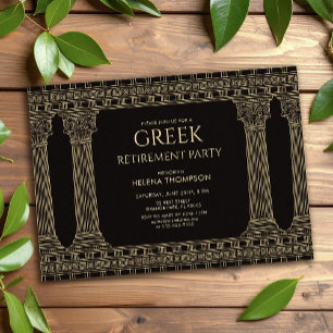 Greek Retirement Party with Custom Colour Graphics Invitation