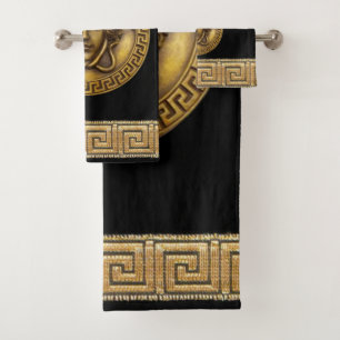 Greek Revival Gorgon / Medusa and Meander Key Bath Towel Set