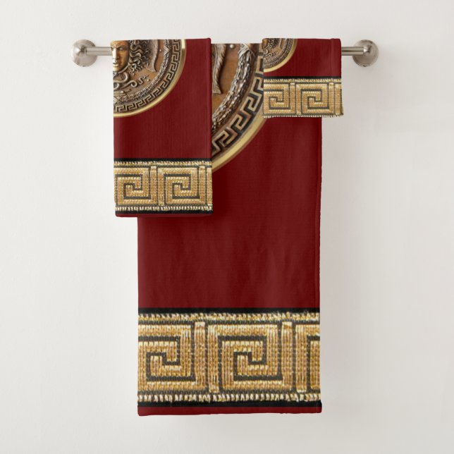 Greek Revival Medusa  Bath Towel Set (Insitu)