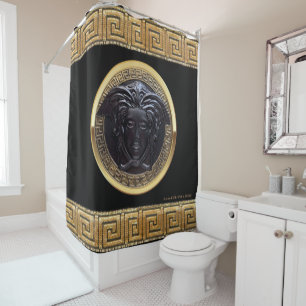 Greek Revival Medusa Noire Shower Curtain
