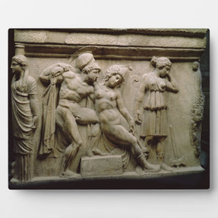 Greek Sarcophagus with a Scene showing the Battle Plaque