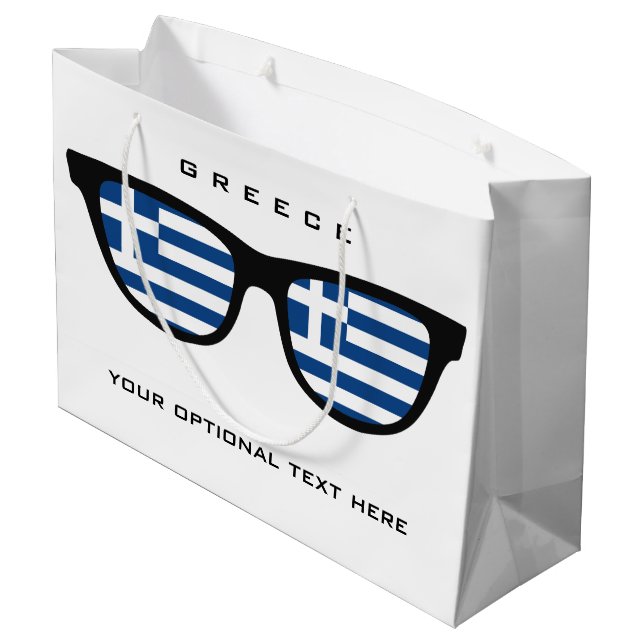 Greek Shades custom text & colour gift bag (Back Angled)