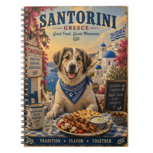 Greek Shepherd in Santorini Vintage Travel Art Notebook