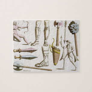 Greek soldiers, arms and armour, plate 38 from 'Le Jigsaw Puzzle