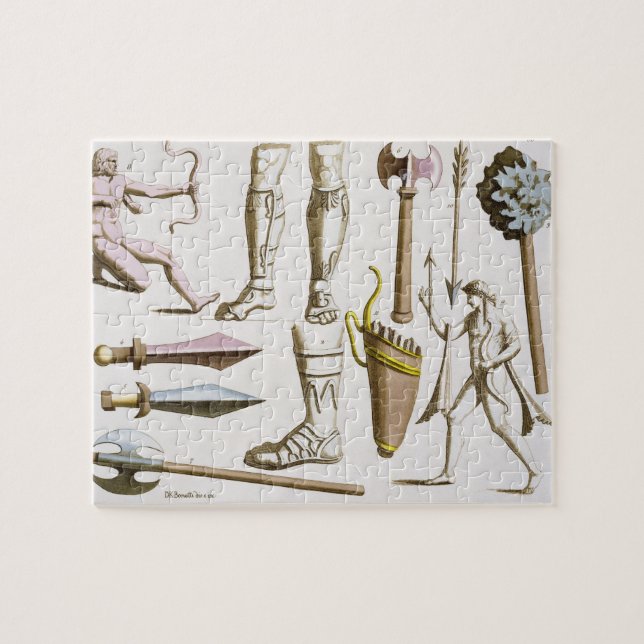 Greek soldiers, arms and armour, plate 38 from 'Le Jigsaw Puzzle (Horizontal)