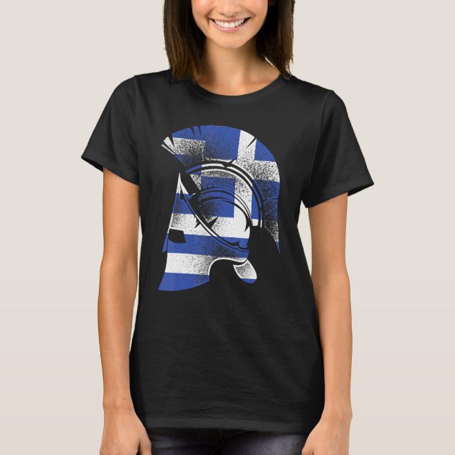 Greek Spartan Helmet Flag  For Men Women Kids Fan T-Shirt (Front)