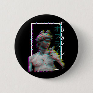 Greek Statue Ancient Vaporwave Synthwave Glitch 6 Cm Round Badge