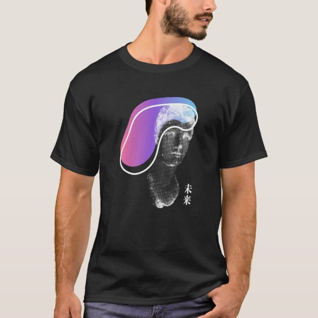 Greek Statue Artsy Vaporwave Retrowave Kanji T-Shirt (Front)