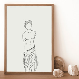 Greek Statue, Line Art Poster