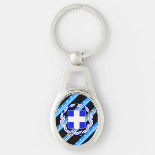 Greek stripes flag key ring