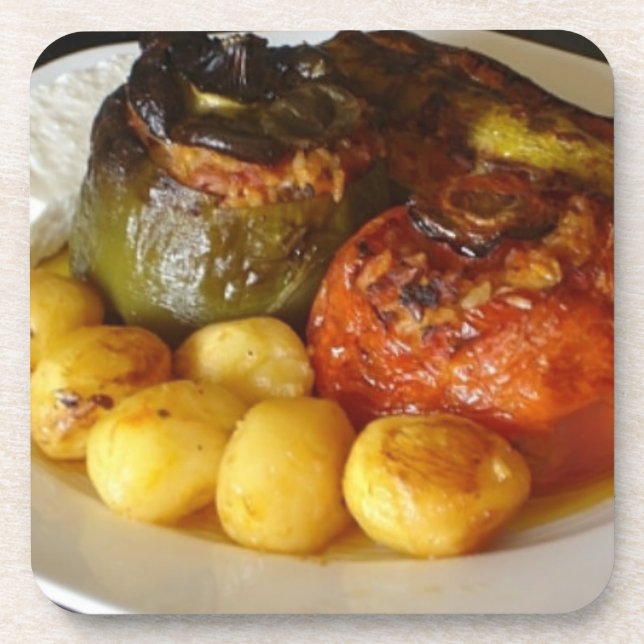 Greek stuffed vegetables (Gemista) Coaster (Front)
