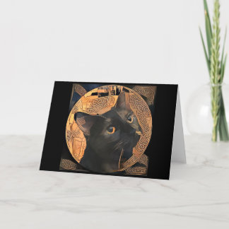 Greek-Style Cat Greeting Card Blank Inside