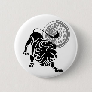 Greek style Leo Lion Zodiac Chart 6 Cm Round Badge