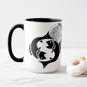 Greek style Pisces with Fish Zodiac Chart Mug
