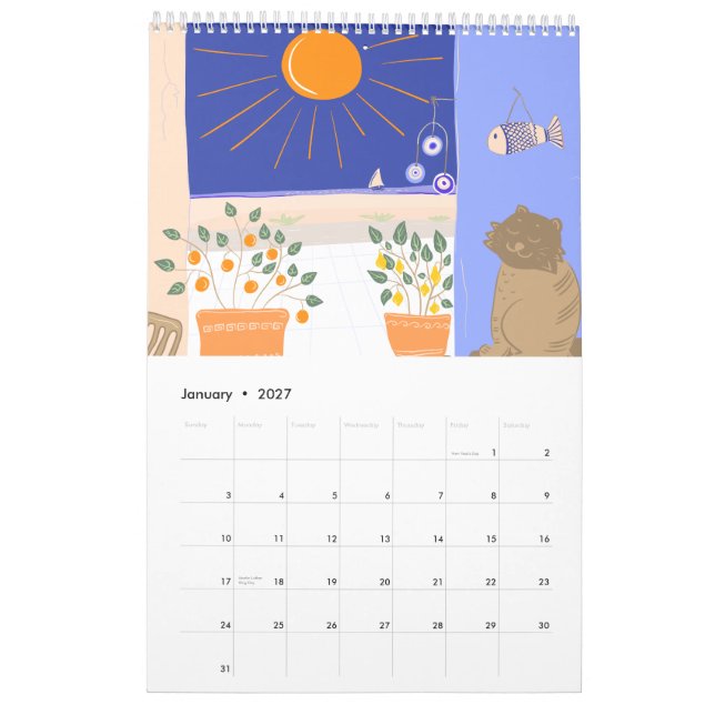 Greek Summer Scenes & Patterns Calendar (Jan 2027)