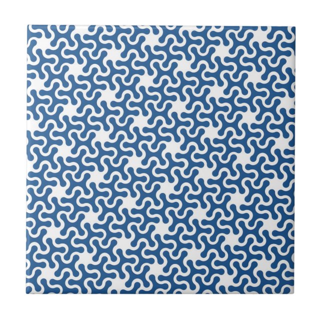 greek tangled blue plaid pattern tiles (Front)