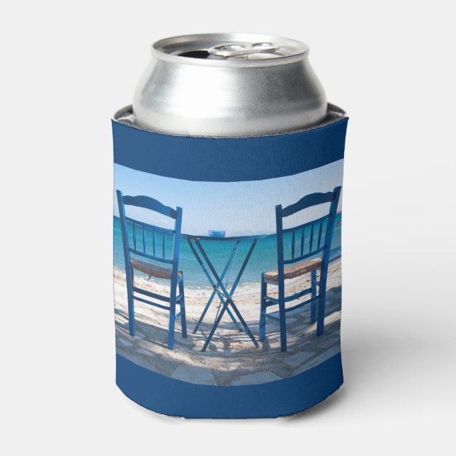 Greek taverna I love greece photo Can Cooler (Can Front)