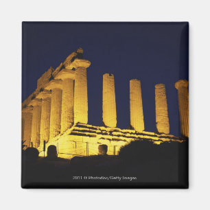 Greek Temple at Night with yellows and oranges Magnet