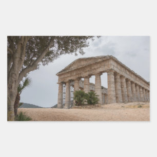 Greek temple at Segesta, Sicily Rectangular Sticker