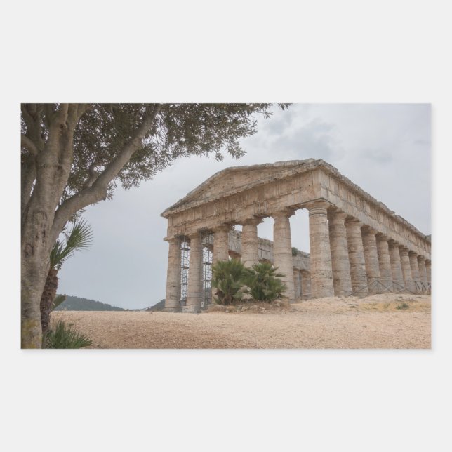 Greek temple at Segesta, Sicily Rectangular Sticker (Front)