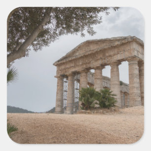 Greek temple at Segesta, Sicily Square Sticker