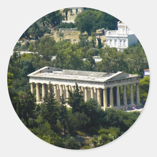 greek temple classic round sticker