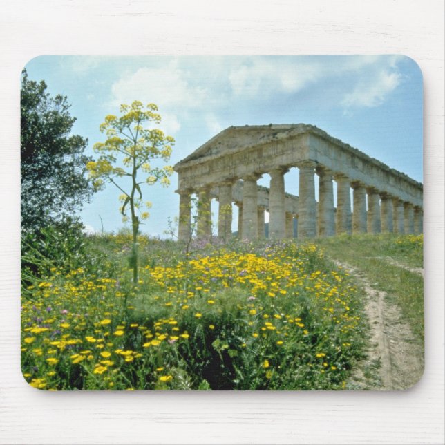 Greek Temple, Segesta, Sicily, Italy  flowers Mouse Mat (Front)
