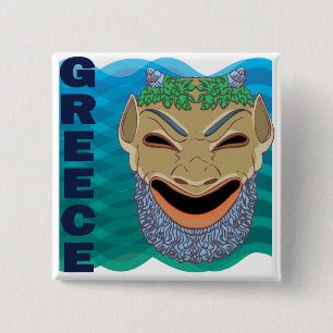 Greek theatre MASK 15 Cm Square Badge