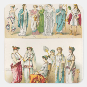 Greek Theatrical Dress Square Sticker