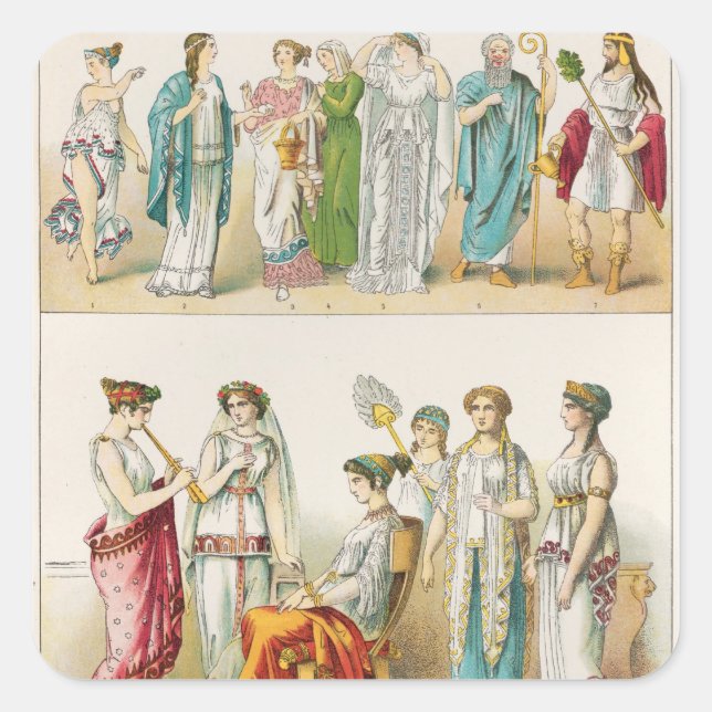 Greek Theatrical Dress Square Sticker (Front)