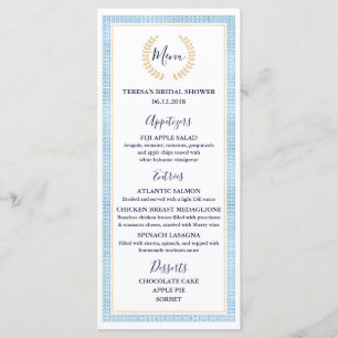 Greek Toga Bridal Baby Shower Wedding Menu