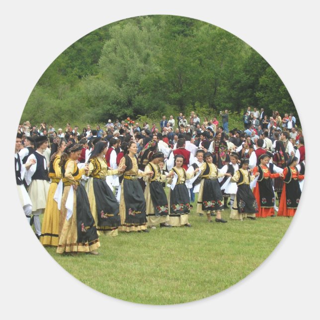 Greek Traditional Dance Classic Round Sticker (Front)
