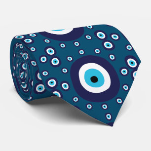 Greek Turkish Evil Eye Navy Dark Blue Tie