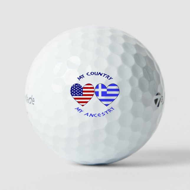 Greek USA Flags Hearts Country Ancestry Golf Balls (Front)