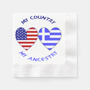 Greek USA Heart Flag My Country My Ancestry Napkin