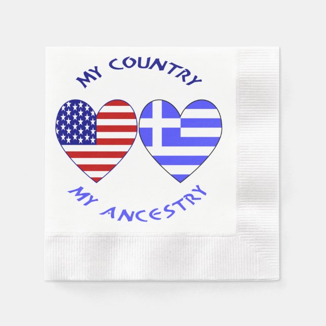 Greek USA Heart Flag My Country My Ancestry Napkin (Front)