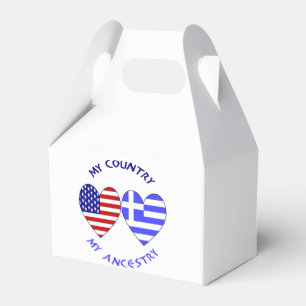Greek USA Hearts Country Ancestry Favour Box