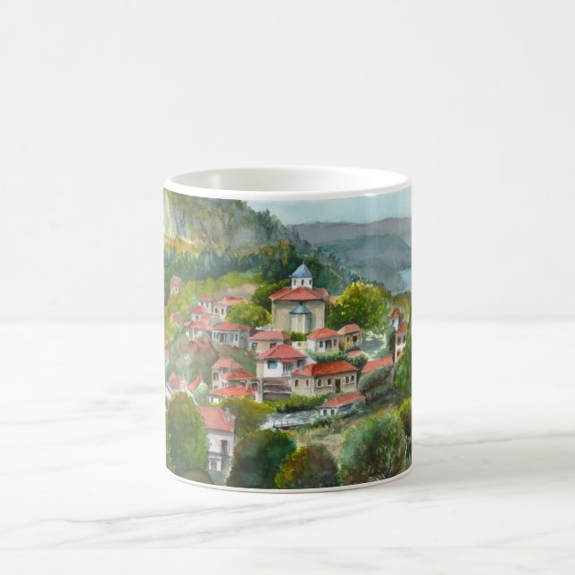 Greek village in Evrytania Coffee Mug (Center)
