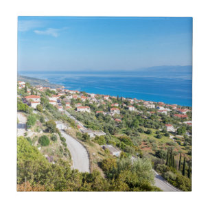 Greek village near sea in Kefalonia Tile