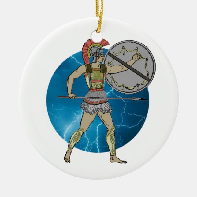 Greek Warrior Ceramic Tree Decoration (Front)
