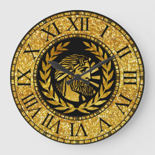 Greek Warrior in Gold Large Clock