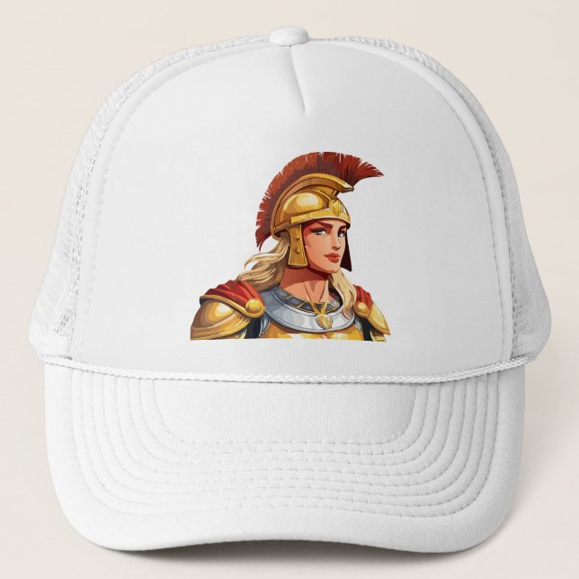 Greek warrior woman profile in classical trucker hat (Front)
