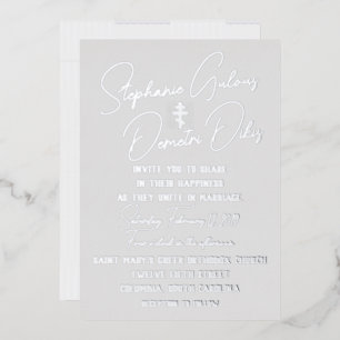 Greek Wedding Flat Foil Wedding Invitation