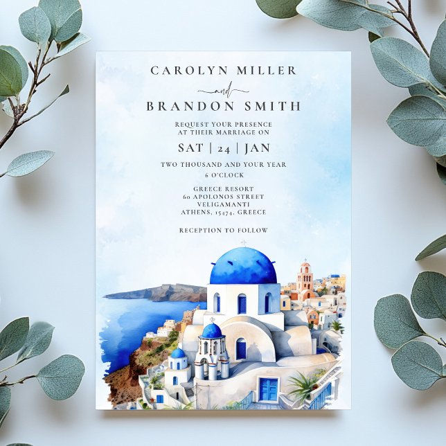 Greek Wedding Invitation (Santorini Greek Wedding Invitation)