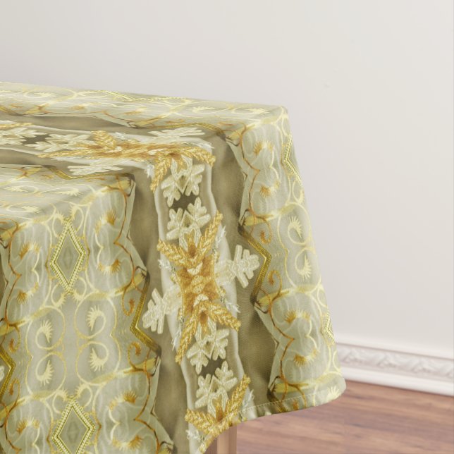 Greek Wheat Gold Taupe Beige neutral earth tones Tablecloth (In Situ)